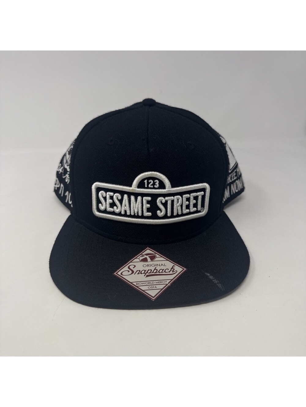 Sesame Street Cookie Monster Black Adjustable Baseball Cap "NOM NOM NOM"